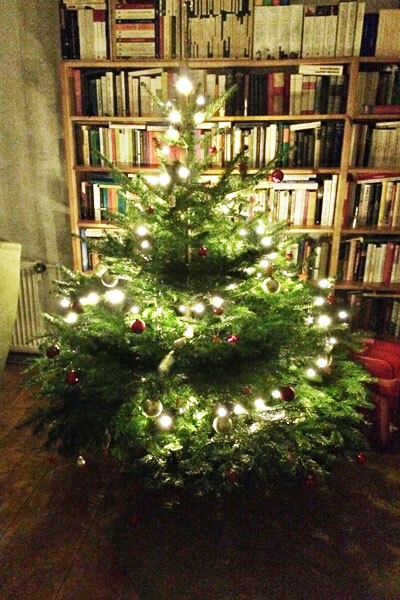 Das große "Finale" im Advent: Geschmückter, leuchtender Weihnachtsbaum im Wohnzimmer